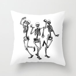 Three Dancing Skulls Throw Pillow