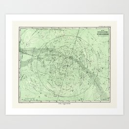 1872 Astrological Vintage Map of North Sky Star Chart Art Print | Jupiter, Astronomy, Neptune, Mercury, Libra, Sagittarius, Solarsystem, Uranus, Venus, Constellation 