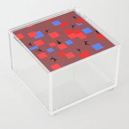 Dancing like Piet Mondrian - Composition in Color A. Composition with Red, and Blue on the dark brown background Acrylic Box