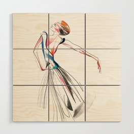 Original Ballet Dance Drawing – Watercolor and Ink on Paper Wood Wall Art