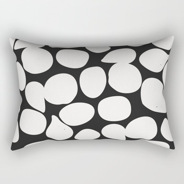 Black and white contrasting pattern with petals Rectangular Pillow