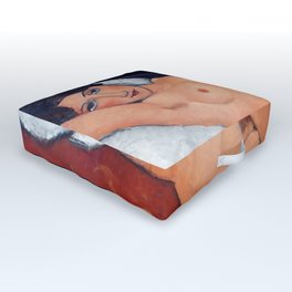 Amedeo Modigliani "Female Nude Reclining on a Blue Pillow" Outdoor Floor Cushion
