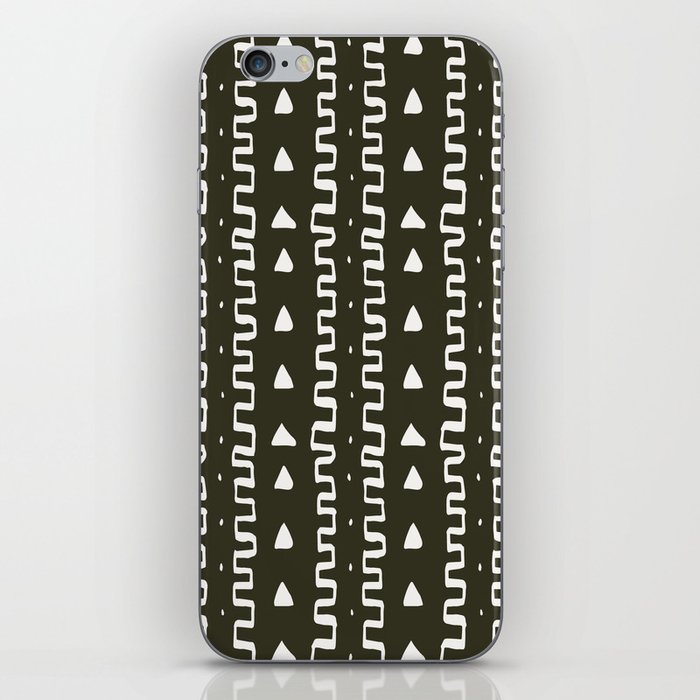 Merit Mud Cloth Forest Green and White Triangle Pattern iPhone Skin