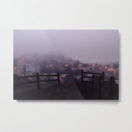 Foggy fences. Metal Print | Landscape, Photo 