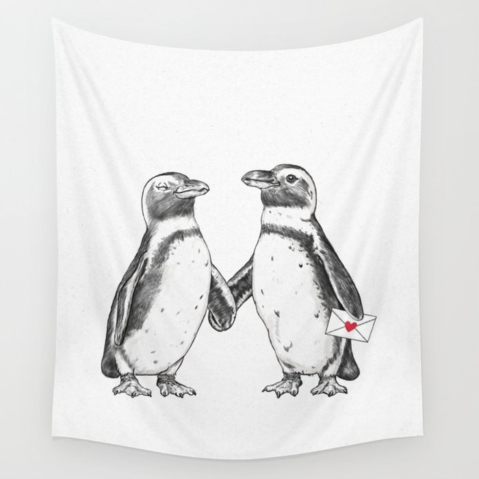 Penguin Couple Wall Tapestry