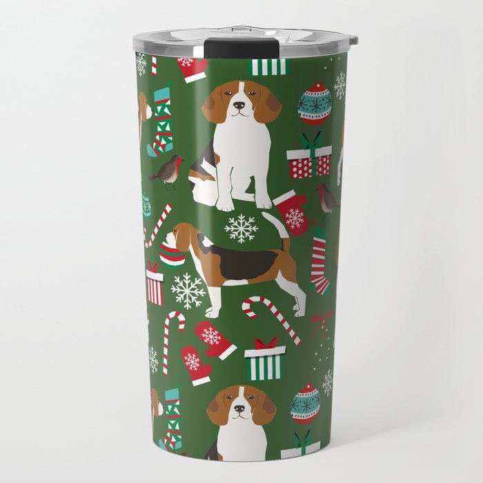 Beagle christmas dog print cute beagle christmas print love beagles Travel Mug