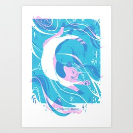 Lunar Meow: Crescent Moon Art Print