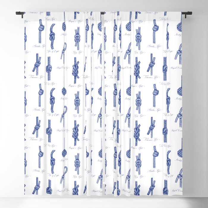 Nautical Knots (White and Navy) Blackout Curtain