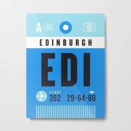 Luggage Tag A - EDI Edinburgh Scotland UK Metal Print | Luggage, Travel, Flying, Scotland, Airport, Baggagetag, Edi, 60S, Airline, Graphicdesign 