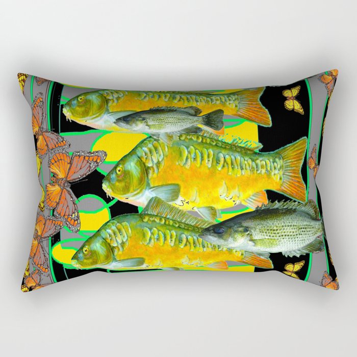 YELLOW & ORANGE MONARCH BUTTERFLIES FISH VIGNETTE Rectangular Pillow