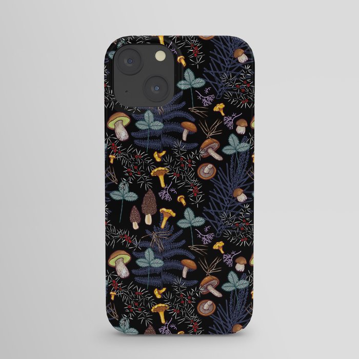 dark wild forest mushrooms iPhone Case