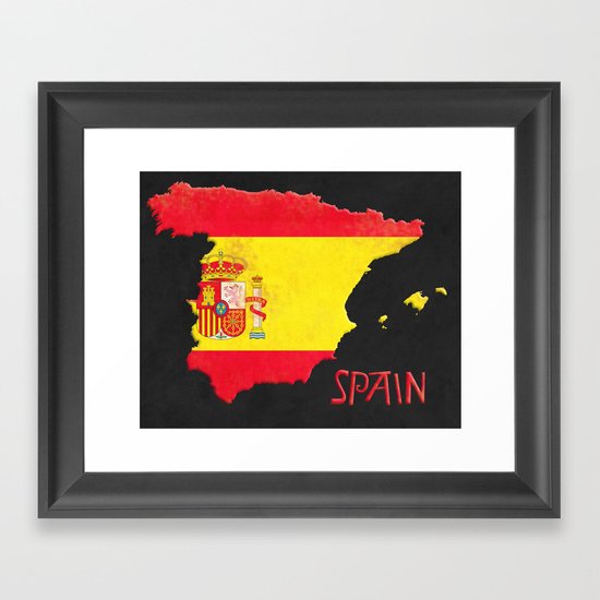 Spain Vintage Map Framed Art Print