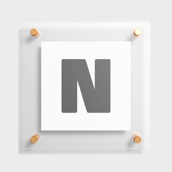 N (Grey & White Letter) Floating Acrylic Print
