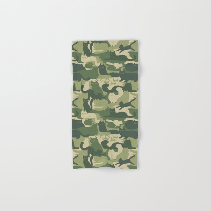 Camouflage Cats | Woodland Green Camo Hand & Bath Towel
