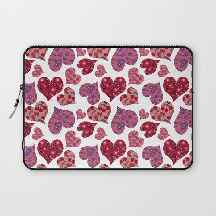 Seamless pattern with hearts with floral ornament Laptop Sleeve