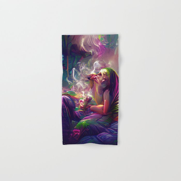 "Contemplative Stoner" • Unique Boho Semi-Abstract Art • Perfect For Stoner/Tripping/Chill Rooms Hand & Bath Towel