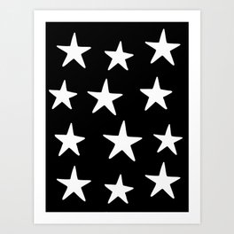 Star Pattern White On Black Art Print