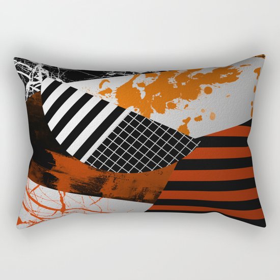 Metallic Pieces - Rustic, Abstract, metallic, textured black, white and gold artwork Rectangular Pillow