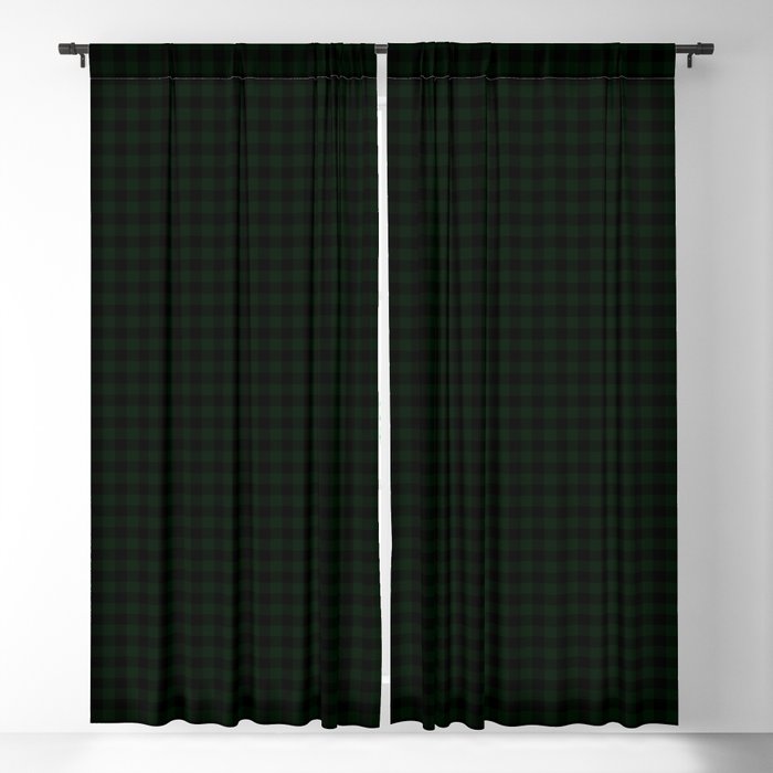 Small Christmas Fraser Fir Tree Green and Black Buffalo Check Pattern  Blackout Curtain