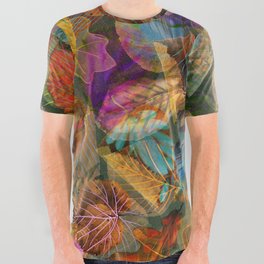 Painted Autumn Leaves All Over Graphic Tee