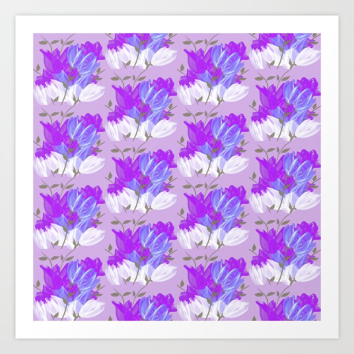 Pretty Flowers in Pinks and Purples Art Print