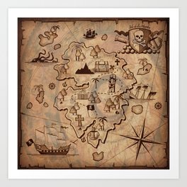 Pirate Map Art Print