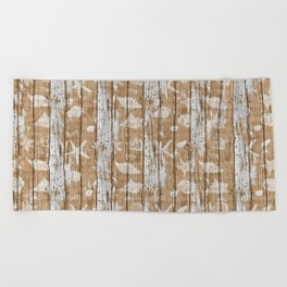 Rustic Beach Wooden Planks Seashells Texture Beach Towel