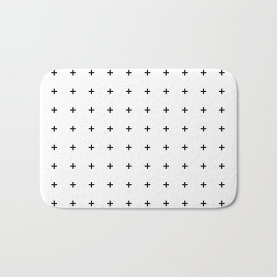 Black Plus on White /// www.pencilmeinstationery.com Bath Mat