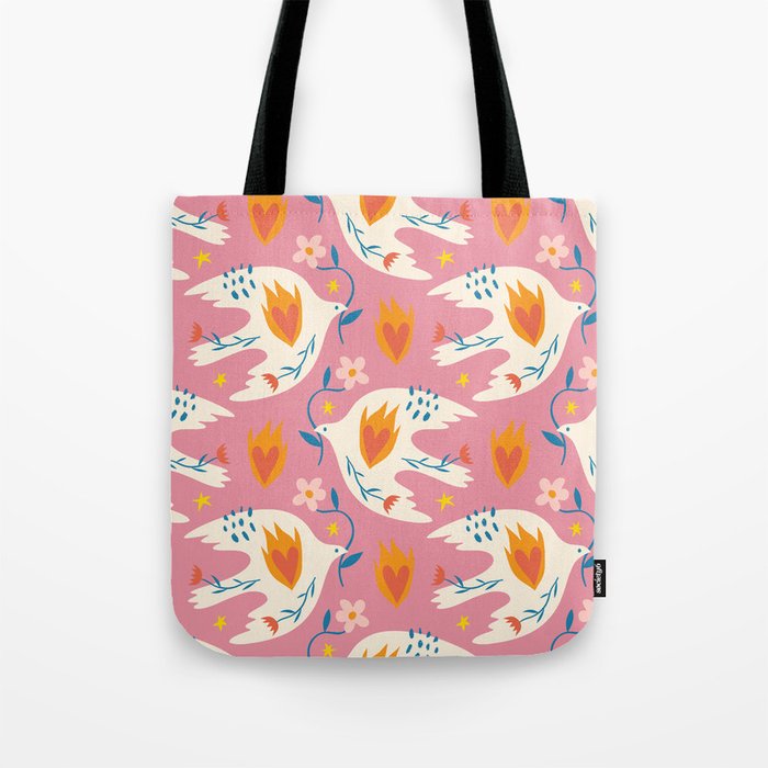 Peace Love Dove Abstract Tote Bag