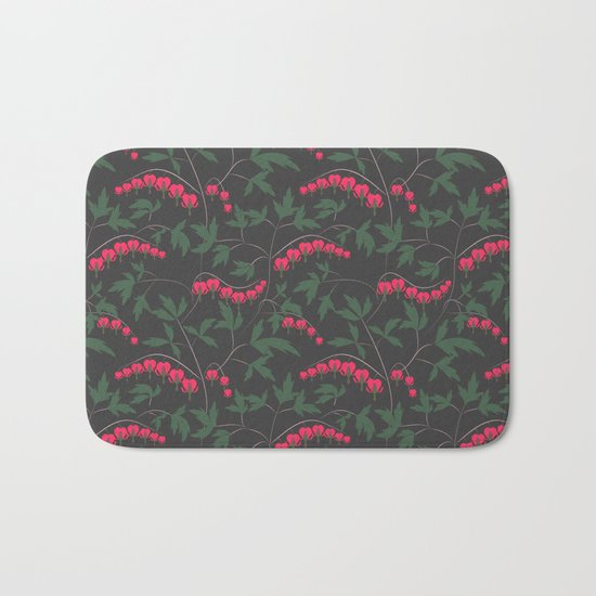 Retro. Floral pattern on a grey background . Bath Mat