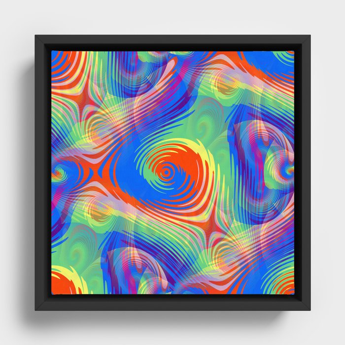 Psychedelic Multicolored Pattern Design Framed Canvas