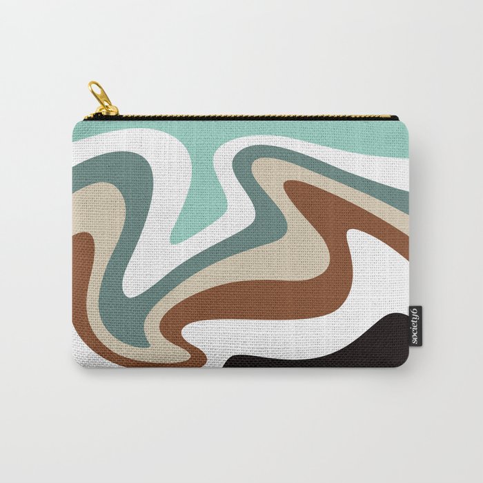 Liquid Mountain Abstract // Mint Green, Evergreen, Khaki Tan, Burnt Sienna, Black and White Carry-All Pouch