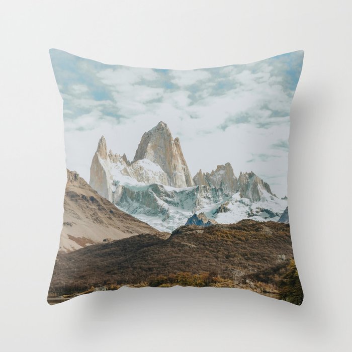 Argentina Photography - Lake In Front Of Huge Tall Mountain Throw Pillow