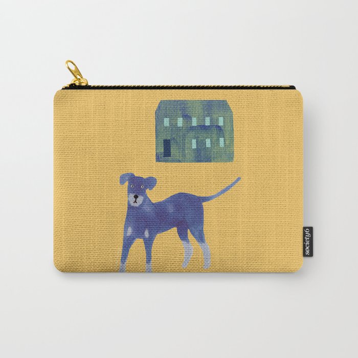 Dog and a House - Blue and Yellow Carry-All Pouch