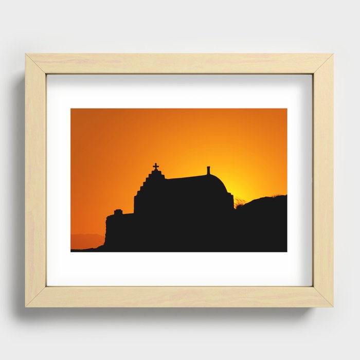 Chapel in the sunset Recessed Framed Print
