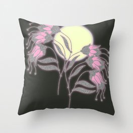 Droopy Moody Flowers Throw Pillow