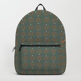 Arrow Lines Geometric Pattern 43 in Sage Green Rust Backpack