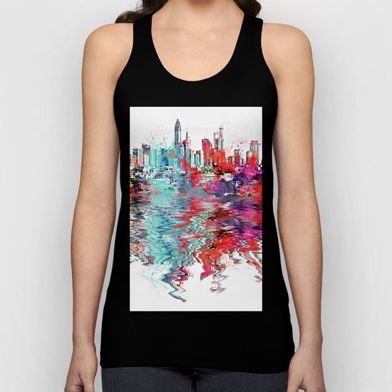 Utopia mixed media city art Unisex Tank Top