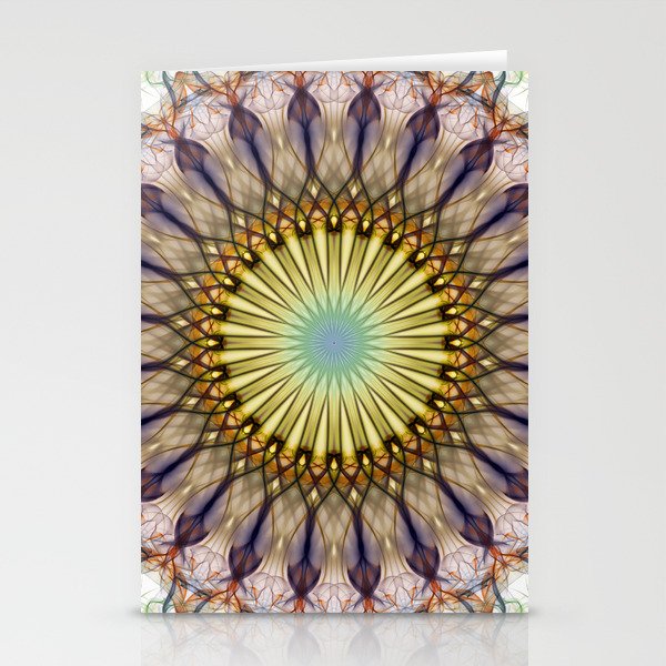 Golden and dark violet mandala Stationery Cards