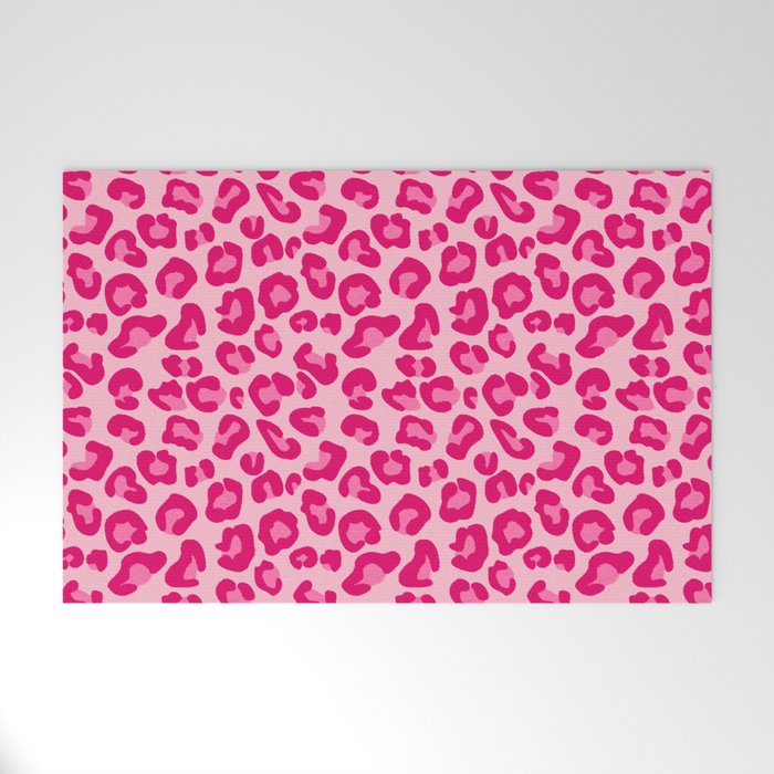 Leopard Print in Pastel Pink, Hot Pink and Fuchsia Welcome Mat