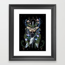 Deer Skull Crystals Garden Framed Art Print