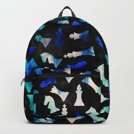 Chess Figures Pattern -Watercolor Blue and Teals Backpack