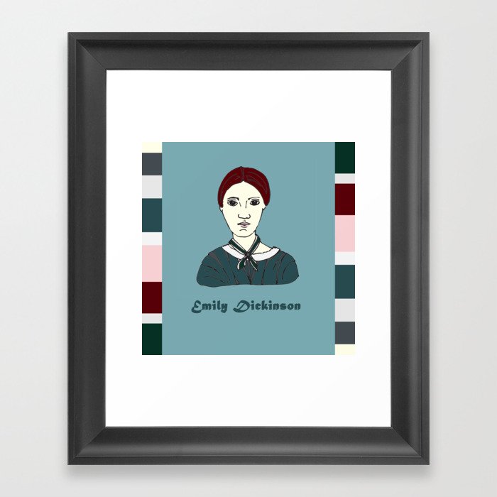 Emily Dickinson, hand-drawn portrait Framed Art Print