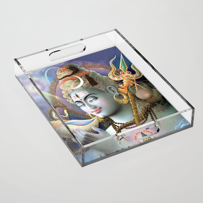 Hinduism Print - Lord Shiva Drinking Halahala Acrylic Tray