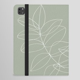 Boho Sage Green, Decor, Line Art, Botanical Leaves iPad Folio Case