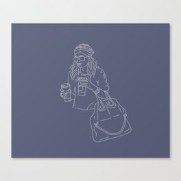 Starbucks Double-Fisting, Periwinkle  Canvas Print