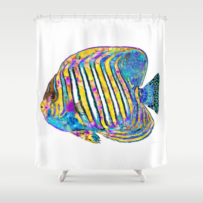 Colorful Angelfish Art - Beach Queen - Sharon Cummings Shower Curtain