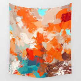 Pleasure, Abstract Painting Summer, Positivity Modern Bohemian Pop of Color Bright Good Vibes Wall Tapestry