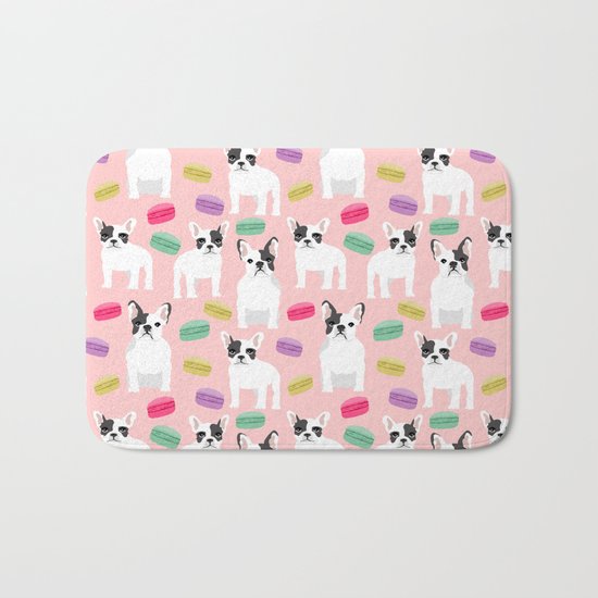 French Bulldog macaron paris cute puppy frenchie gifts for dog breed owner pet friendly custom dog Bath Mat