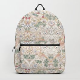 William Morris Vintage Strawberry Thief Soft Cream Pattern Backpack
